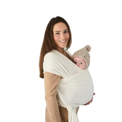 Abbildung von Mushie Tragetuch für Neugeborene &amp; Babys 100% Bio Baumwolle Mit einer integrierten Tasche von 3,6 14,9 kg Atmungsaktiv, um Überhitzung zu vermeiden Ivory