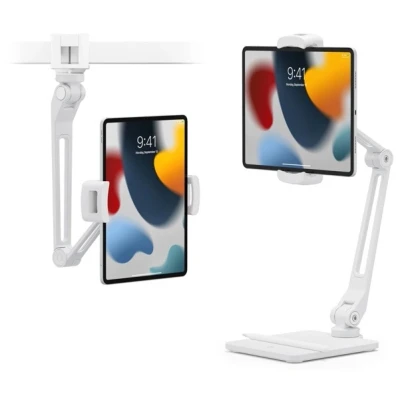 Abbildung von Twelve South HoverBar Duo (2nd Gen) for iPad/iPad Pro/Tablets Adjustable Arm with New Quick Release Weighted Base and Surface Clamp Attachments Mounting iPad (White)