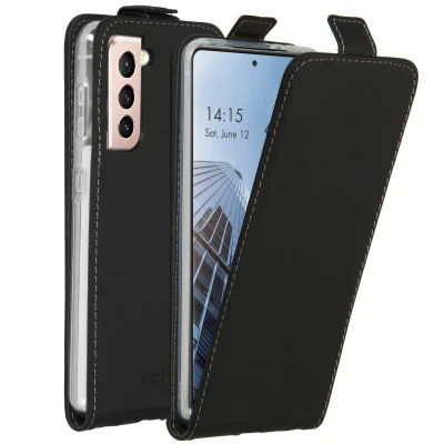 Abbildung von Samsung Galaxy S21 Hülle Kunstleder Accezz Flip Case Handyhülle Schwarz
