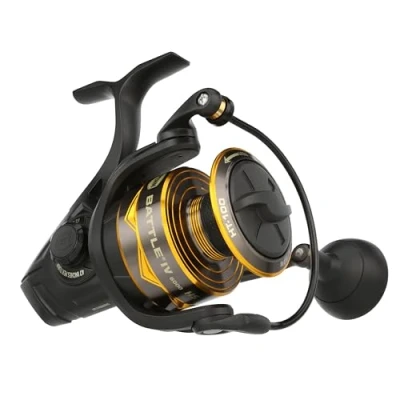 Abbildung von PENN Battle® IV Spinnrolle, Salzwasser Angler, Angelköder und Köder, Barsch, Pollack, Dorsch, Makrele, Falsch, Aluminium, robust, beidhändig tragbar, 6000 Hochgeschwindigkeitsrolle, Größe 6,2:1,
