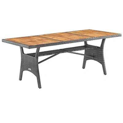 Abbildung von Casaria Gartentisch (1 St), Polyrattan mit Ablage FSC® zertifiziertes Akazienholz 190x90x74cm