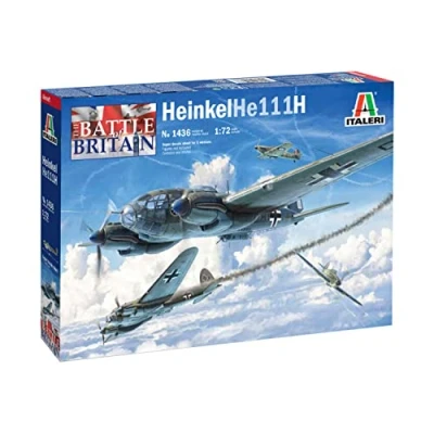 Abbildung von Italeri 1:72 Heinkel HE 111H 6, originalgetreue Nachbildung, Modellbau, Basteln, Hobby, Kleben, Plastikbausatz, Zusammenbauen, Nicht bemalt