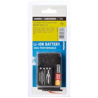 Abbildung von ANSMANN A Nik EN EL 10 leistungsstarker Kameraakku mit Einer Akkukapazität von 650 mAh und 3,7 V Ersatzakku für Nikon Digitalkamera Ideal professionelle Hobby Fotografie