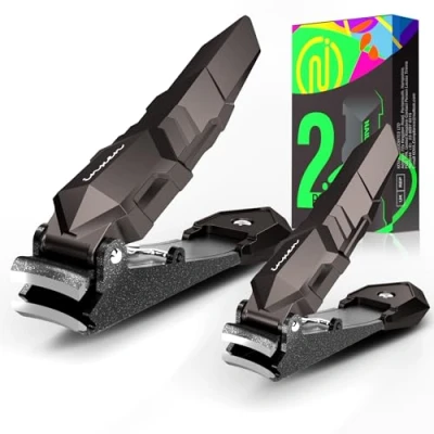 Abbildung von Profi Nagelknipser Set mit Auffangbehälter, 2 Pack für Fingernägel und Fußnägel, Edelstahl Scharf Nagelschneider Nagelzwicker Groß, Nail Clipper Männer Damen