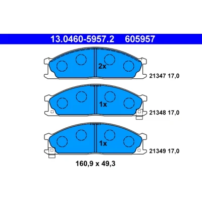 Abbildung von ATE 13.0460 5957.2 Bremsbelagsatz mit akustischer Verschleißwarnung NISSAN: Pathfinder 2, Navara Pickup, TERRANO 1