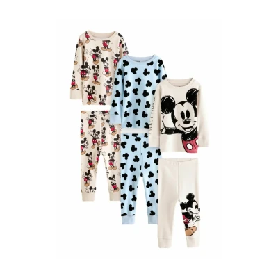Abbildung von Next Snuggle 3 PACK Regular FIT Nachtwäsche Set für Kinder, Größe: 80, Blue ecru mickey mouse