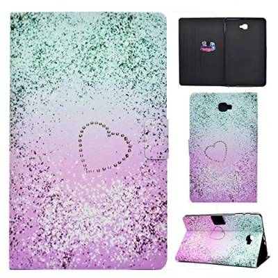 Abbildung von Succtop Samsung Tab A6 Hülle PU Leder Flip Brieftasche Stand Tablet Schutzhülle mit Kartenschlitz und Auto Schlaf/Wach Funktion Für Galaxy A 2016 10.1 Zoll SM T580/SM T585 Herz