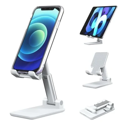 Abbildung von VIKY® Handy Ständer, Verstellbare Handyhalterung, Multi Winkel/Höhenverstellbarer Halterung Tisch, Handyständer für Tisch Kompatibel mit Handys und Tablets Einer Größe von 4 bis 13 Zoll
