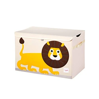 Abbildung von 3 Sprouts Spielzeugkiste mit Deckel Aufbewahrungsbox für Kinderzimmer, Spielzeugbox Kinder, Spielzeug Kiste Löwe