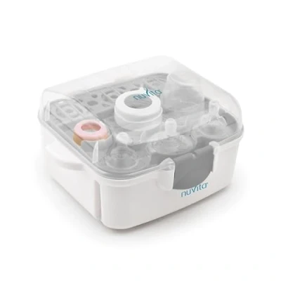 Abbildung von Nuvita 1085 Mikrowellen Sterilisator, Dampf Sterilisator für bis zu 3 Babyflaschen, Schnuller und Zubehör, Desinfektionsgerät Babyzubehör