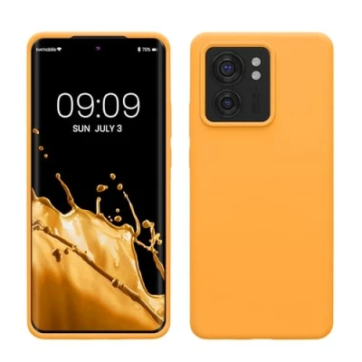 Abbildung von kwmobile Hülle kompatibel mit Motorola Edge 40 Silikon Handy Case Handyhülle weiche Oberfläche kabelloses Laden Fruity Orange
