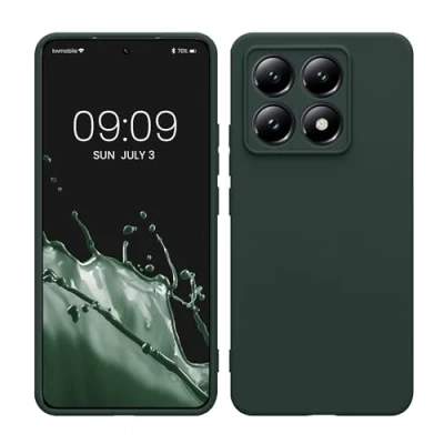 Abbildung von kwmobile Handyhülle kompatibel mit Xiaomi 14T Hülle Handy Case aus weichem Silikon in Moosgrün