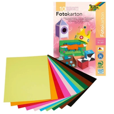 Abbildung von folia 607 Block mit farbig sortiertem Fotokarton, DIN A3, 10 Blatt, 300 g/qm, ideale Grundlage für vielfältige Bastelarbeiten wie Fensterbilder, Scrapbooking, Kartengestaltung