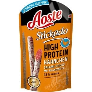 Abbildung von Aoste Stickado High Protein Hähnchen Salami Sticks, 12er Pack (12 x 60g)