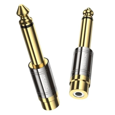 Abbildung von MOSWAG 6.35mm Stecker zu Buchse, Klinke auf Cinch Buchse Adapter Kupplung Mono für Kopfhörer, Verstärker, Lautsprecher, Tablets, MP3, MP4, und mehr (2 Pack)