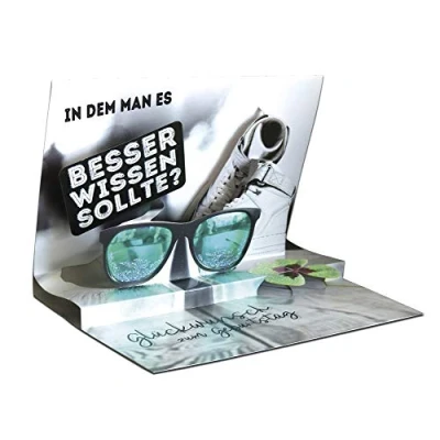 Abbildung von KE 3D Pop Up Geburtstagskarte mit Glitter, Geschenk Karte für besondere Anlässe, Einzigartige Überraschungskarte Motiv: Brille