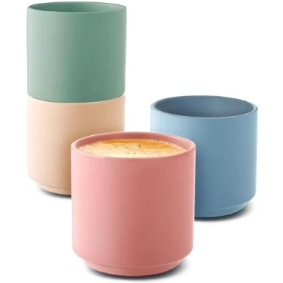 Abbildung von Cosumy Espressotasse aus Keramik 4er Set Moderne Matte Pastellfarben 80 ml Kaffeegenuss, Keramik, Minimalistisch &amp; Stapelbares Design Hitzebeständig Dickwandig