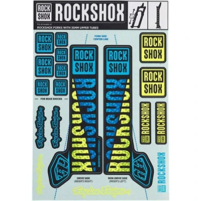 Abbildung von Rockshox Unisex Erwachsene Troy Lee Designs B/G Dekor Kit, Blue/Yellow, 35mm