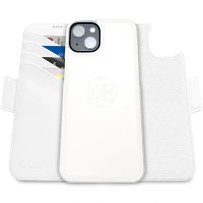 Abbildung von Dreem Fibonacci kompatibel mit iPhone 15 Brieftaschen Etui / 2 in 1 stoßfestes und abnehmbares Folio aus veganem Leder, MagSafe kompatibel, RFID Schutz [Weiß]