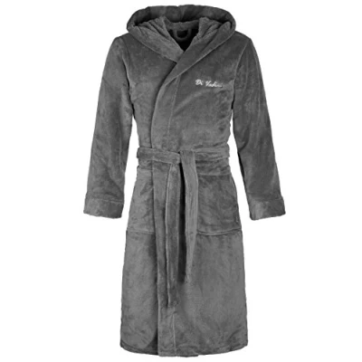 Abbildung von Di Vadini Bademantel UNISEX Herren Damen FLORENZ mit Kapuze, wadenlang, Polyester, Weitenverstellung, Bindegürtel, Kapuze