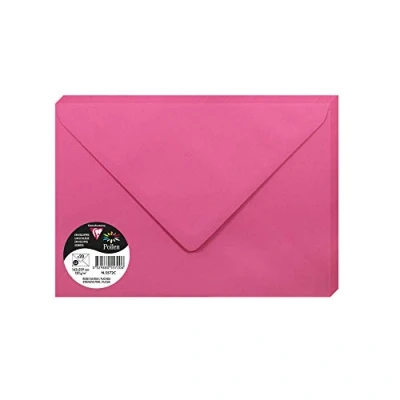 Abbildung von Clairefontaine 5572C Packung mit 20 Umschläge Pollen in Format C5, 162 x 229 mm, 120 g, ideal für Einladungen und Korrespondenz, Fuchsia, 1 Pack