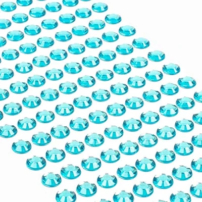 Abbildung von Movoja Hellblau Strasssteine runde Glitzersteine 220 Stück Ø 8mm selbstklebend zum Verzieren und Basteln Schmucksteine aufkleben Steinchen Dekosteine Bastelsteine Blau