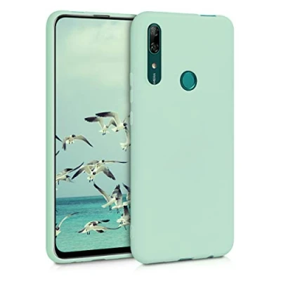 Abbildung von kwmobile Hülle kompatibel mit Huawei P Smart Z weiches TPU Silikon Case Cover geeignet für kabelloses Laden Mintgrün matt