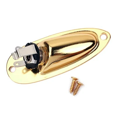 Abbildung von Alnicov Bootseingang Ausgang Klinkenplatte Buchse mit Schrauben für Fender Strat Gitarre Gold
