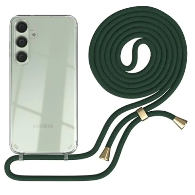 Abbildung von EAZY CASE Handykette kompatibel mit Samsung Galaxy S24 Plus Kette zum Umhängen für Hülle Band aus Silikon stoßfeste transparente Handyhülle als Fallschutz in Grün