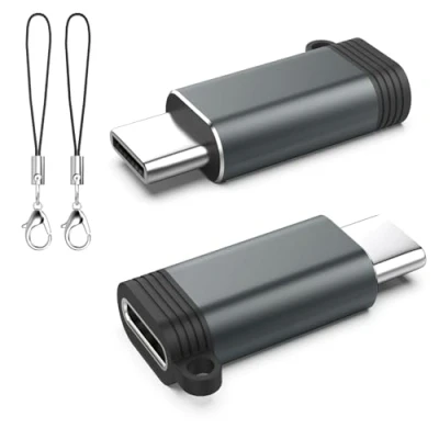 Abbildung von TiMOVO Lightning auf USB C Adapter,2 Pack Buchse Stecker Adapter,Anti verloren Kabel für iPhone 15/16 Pro Max Plus/iPad,Schnellladung/Datenübertragung, Nicht Audio/OTG Grau