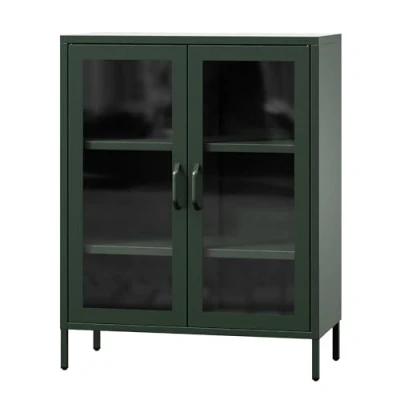 Abbildung von Jan Nowak Kommode Niedrige Vitrine 800 x 1015 400 mm Flaschengrün (Niedrige GINA, mm, Modern: Flaschengrün)