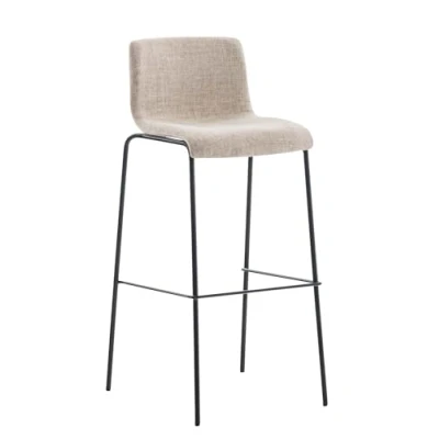 Abbildung von CLP Barhocker Hover mit Kunststoffsitz und Stoffbezug I Barstuhl robustem Metallgestell Einer Sitzhöhe von: 76 cm, Farbe:Creme, Gestell Farbe:schwarz