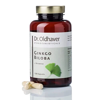 Abbildung von Dr. Oldhaver Gingko Biloba + Vitamine (120 Kapseln) Hochwertiger Gingkoextrakt mit Vitamin C, B1, B2, B6, B12, Folsäure, Für bessere Durchblutung und Konzentration