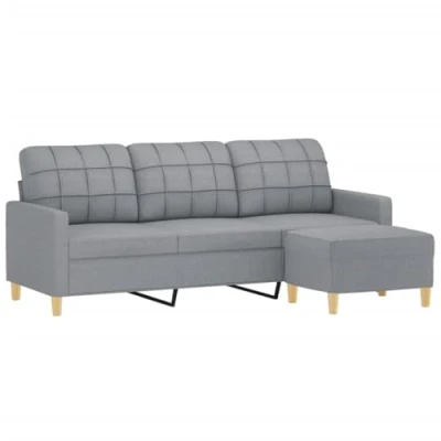 Abbildung von vidaXL Sofa 3 Sitzer, Couch mit Fußhocker, Liegesofa für Wohnzimmer, Polstersofa Sessel Relaxsofa Loungesofa Relaxcouch TV Sofa, Hellgrau Stoff