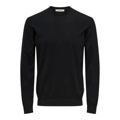 Abbildung von Only &amp; Sons Normal Geschnitten Rundhalsausschnitt Strickpullover, Herren, Größe: Medium, Black