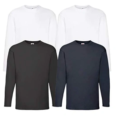 Abbildung von Fruit of the Loom 4 T Shirt Longsleeve M L XL XXL Langarm Verschiedene Farbsets auswählbar (2XL, 2Weiss1Schwarz1Navy)