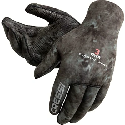Abbildung von Cressi Tracina Camou Brown oder Scorfano Green Gloves Tauchhandschuhe aus weichem 3 mm Neopren, hoher Elastizität, Camouflage für Erwachsene, Camouflage, S,LX477501