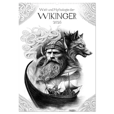 Abbildung von Welt und Mythologie der Wikinger (Wandkalender 2025 DIN A2 hoch), CALVENDO Monatskalender