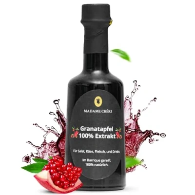 Abbildung von Madame Chéri Granatapfelsirup natürlich, türkisch 250ml inkl. Extrakt aus 100% Granatapfel Granatapfelextrakt, Nar Eksisi der Türkei für Salat Dressing, Marinade, Getränke