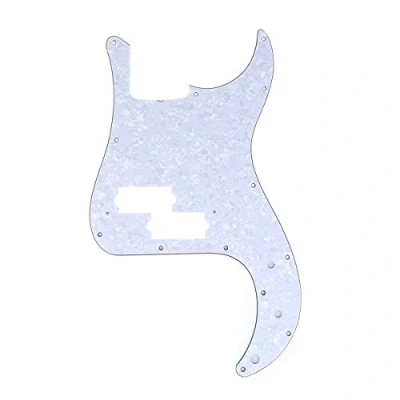Abbildung von Musiclily Pro 13 Löcher P Bass Pickguard Style Bässe Schlagbrett für MIJ Fender Japan 4 Saiter Precision Bass,4 lagig White Pearl