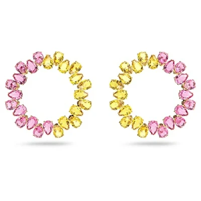 Abbildung von Swarovski Millenia Kreolen, Vergoldete Ohrringe mit Schillernden Kristallen im Pear Schliff