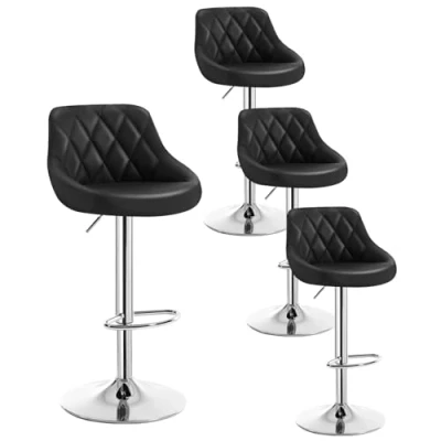 Abbildung von WOLTU 4er Set Barhocker Bistrohocker Tresenhocker Barstuhl Höhenverstellbar, Drehbar, Sitzfläche aus Kunstleder, verchromter Stahl Schwarz BH23sz 4