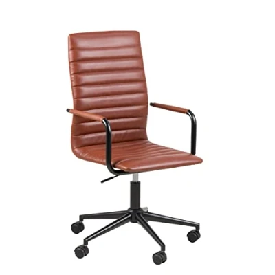 Abbildung von ACTONA GROUP Schreibtischstuhl &quot;Winslow&quot;, Kunstleder, Drehstuhl, Chefsessel, Höhenverstellbar, Armlehne, Cognac Braun