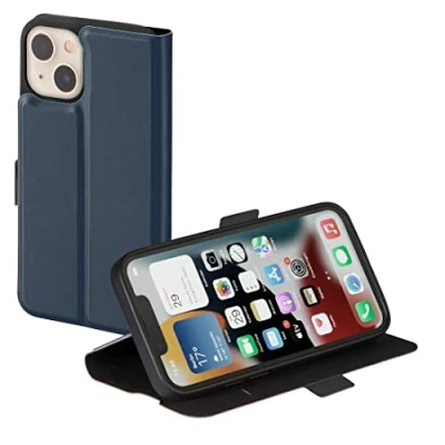 Abbildung von Hama Handytasche für Apple iPhone 14 Plus (Schutzhülle mit Kartenfach, klappbare Hülle Magnetverschluss und Standfunktion) blau