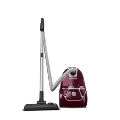 Abbildung von Rowenta Compact Power Staubsauger mit Beutel, 750 Watt, 3 Liter Staubbeutel, 2 in 1 Fugendüse, Home &amp; Car Set, für alle Bodenarten, kompaktes Design, Bodenstaubsauger, ‎dunkelrot /silber, RO3969EA
