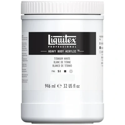 Abbildung von Liquitex 4413432 Professional Heavy Body Acrylfarbe in Künstlerqualität mit ausgezeichneter Lichtechtheit buttriger Konsistenz, 946ml Topf Titanweiß