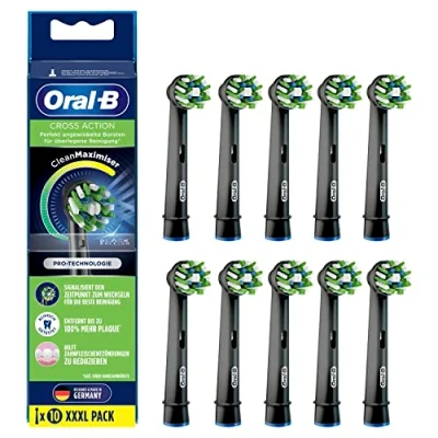 Abbildung von Oral B Aufsteckbürsten CrossAction schwarz CleanMaximiser, 10 Stück
