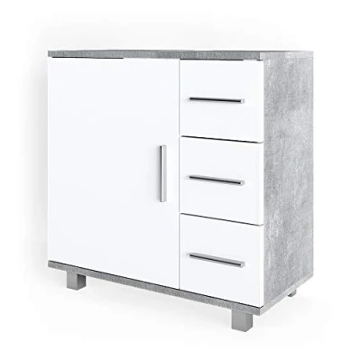 Abbildung von Vicco Waschbeckenunterschrank Ilias, Beton/Weiß, 60 x 60.8 cm Drehbar