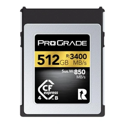 Abbildung von ProGrade Digital CFexpress 4.0 Typ B Speicherkarte für Kameras, optimiert Express Übertragung von Dateien und großen Speicher, 512 GB Gold Serie