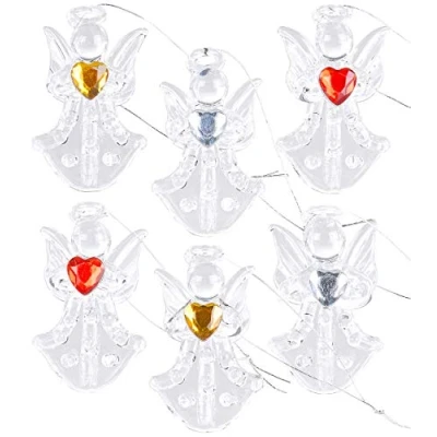 Abbildung von Britesta Weihnachtsbaum Schmuck: 6er Set Glas Anhänger Engel mit Herz, handgefertigt, je 46 x 28 mm (Weihnachtsdeko Schmuck, Weihnachtsdekoration Weihnachtskugeln)